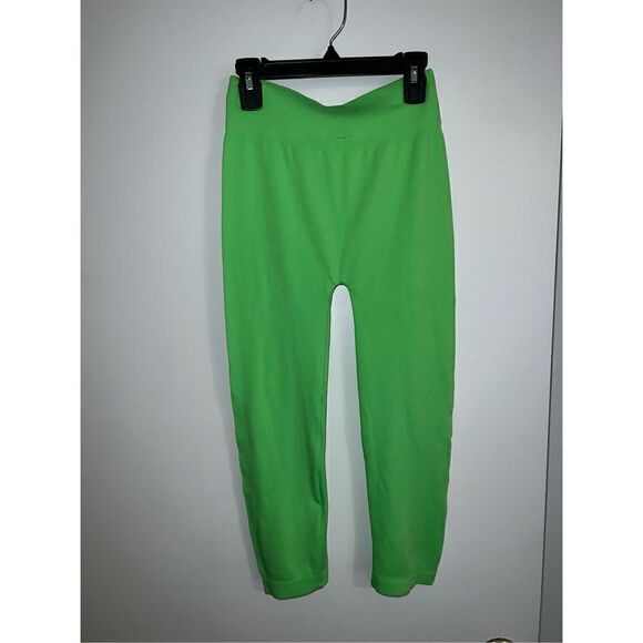 Neon Green Cropped Tights Legging S/M - Picture 5 of 6